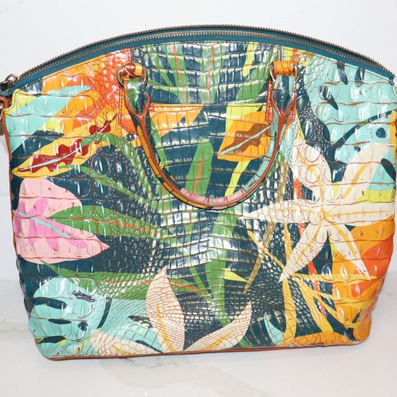 Brahmin Large Duxbury Retro Jungle Melbourne satchel with shoulder strap EUC - Picture 3 of 11